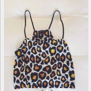 Topshop leopard cropped tank
